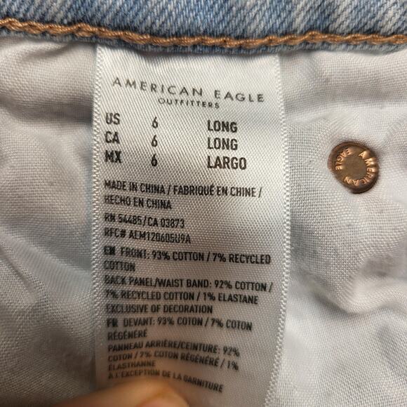 American Eagle Jeans Womens 6 Long Light Wash Highest Rise Baggy Straight - Picture 6 of 15